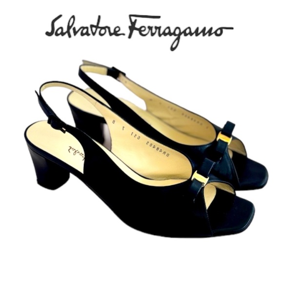 Salvatore Ferragamo Leather Pumps, Slingback, Low Heel Shoes - Picture 2 of 12